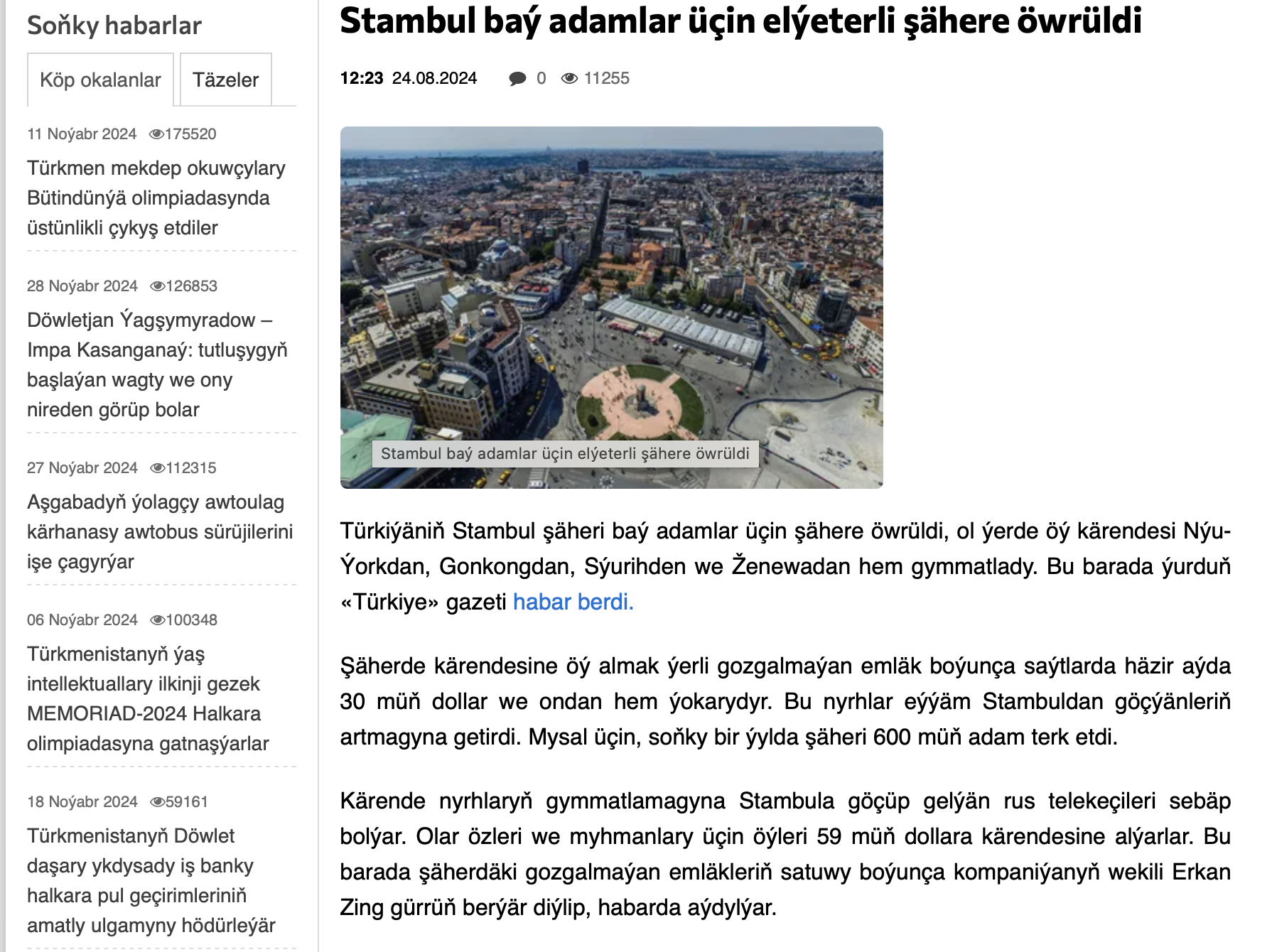 Stambul baý adamlar üçin elýeterli şähere öwrüldi